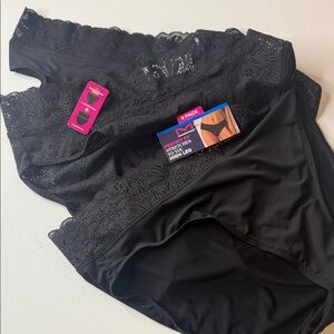 Maidenform Perfect Fit High Leg Black Panties. 3 Pairs. Size XL / 8